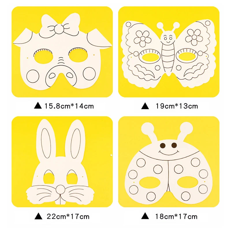 8Pcs Cartoon Animal Painting Masks Diy Color Kindergarten Graffiti Coloring Crafts Toys Children Creative Hand-Painted Fun Toys