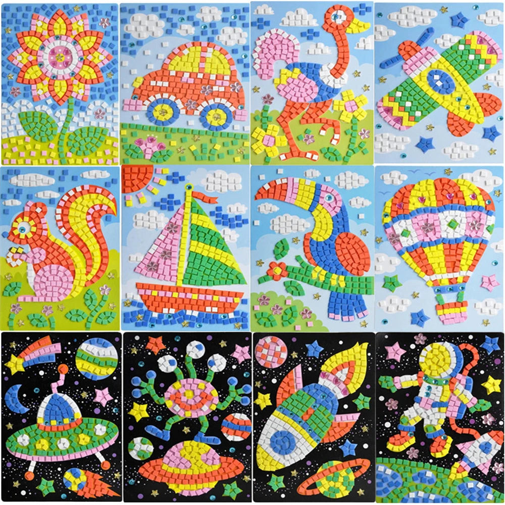 2020 Creative Kids Game DIY Kits 3D Mosaics Puzzle Stickers EVA Foam drawing Early Educational Toys For Kids Educational Toy