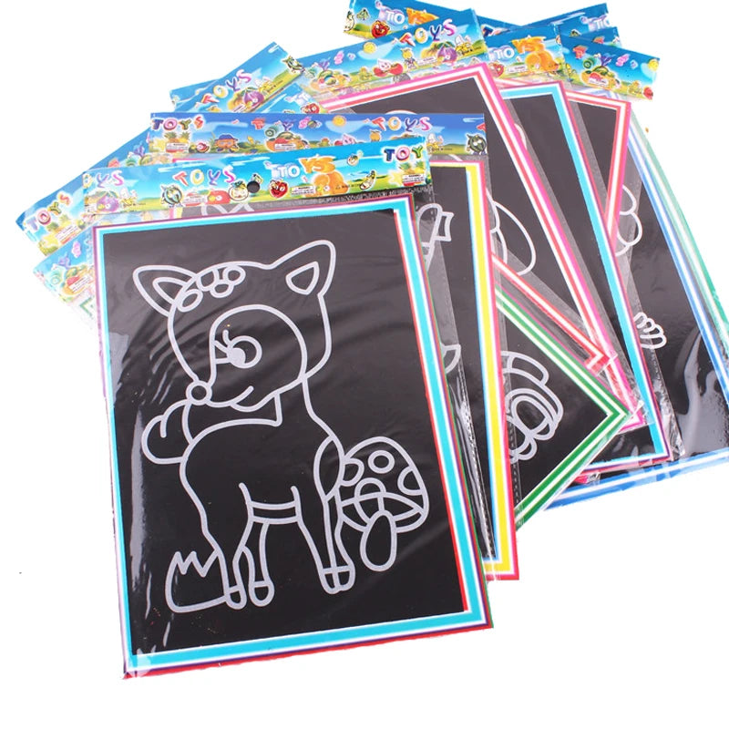 20Pcs/10Pcs Magic Scratch Art Doodle Pad Sand Painting Cards Early Educational Learning Creative Drawing Toys for Children