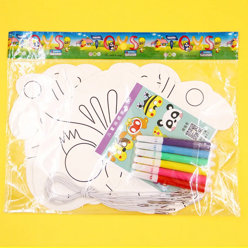 8Pcs Cartoon Animal Painting Masks Diy Color Kindergarten Graffiti Coloring Crafts Toys Children Creative Hand-Painted Fun Toys