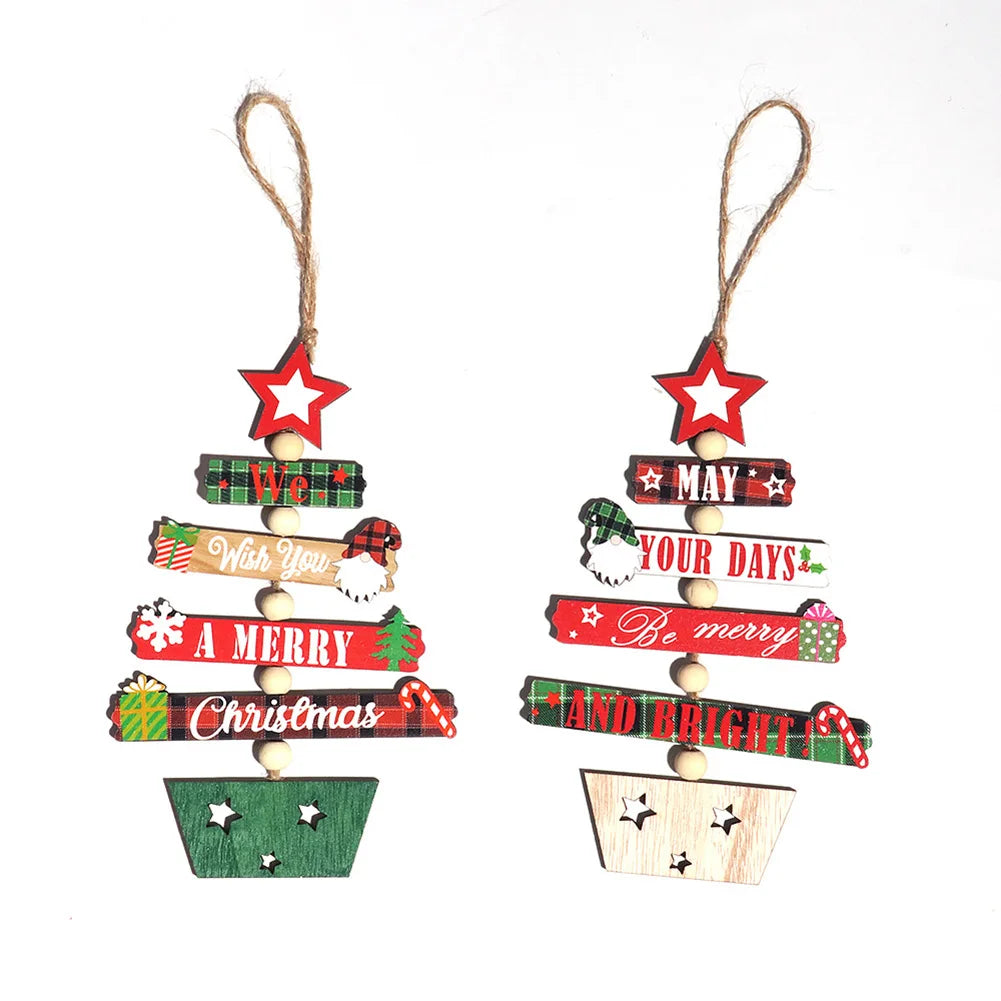 Christmas Wooden Pendant Hanging Door Decorations Xmas Tree Ornaments For Cristmas Xmas Navidad Happy New Year 2024