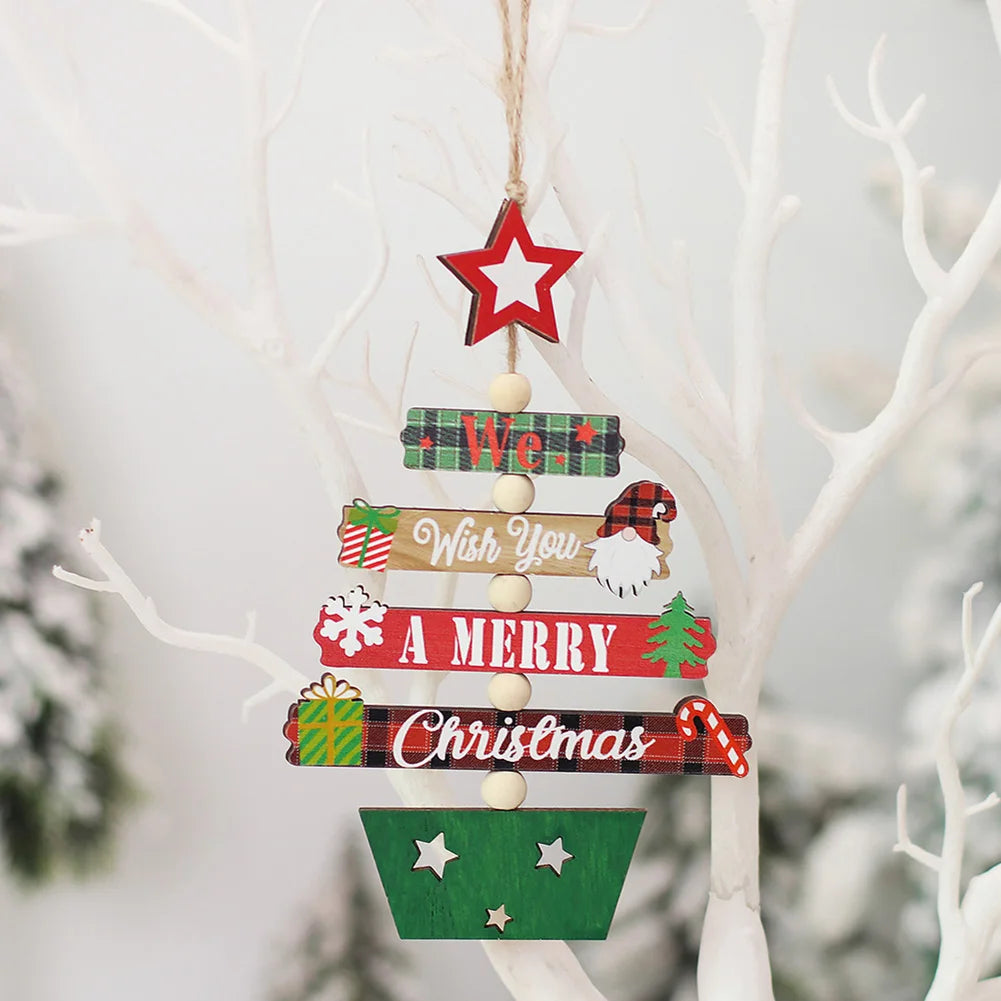 Christmas Wooden Pendant Hanging Door Decorations Xmas Tree Ornaments For Cristmas Xmas Navidad Happy New Year 2024