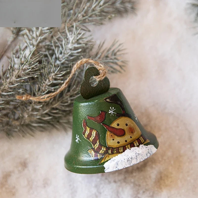 Christmas Bells Ornaments, Retro Wrought Iron Photo Frame Decor, Xmas Tree Pendant for Home Festival Atmosphere Decorations