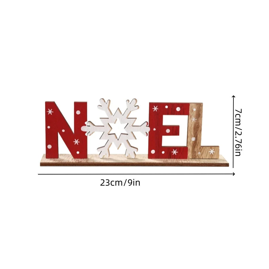 1pcChristmas Wooden Ornaments Letter Christmas Carols Snowman Desktop Creative Printed Ornaments Christmas Gifts