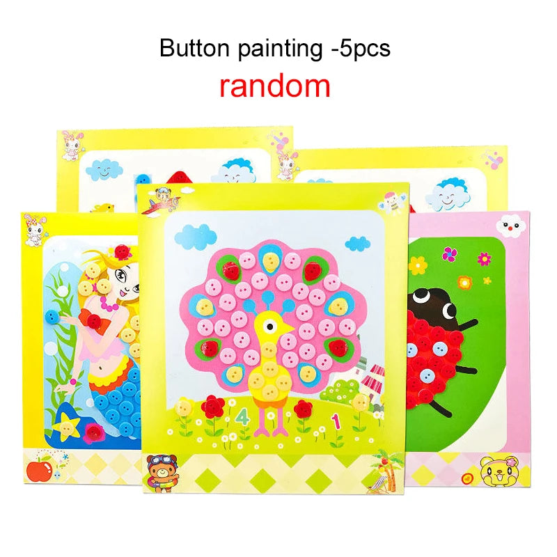 Children Stickers Toy DIY Handmade Material Pack Plush Ball/Diamond/Button/EVA/Dot Puzzle Toys Kids Rewards Birthday Gifts TMZ