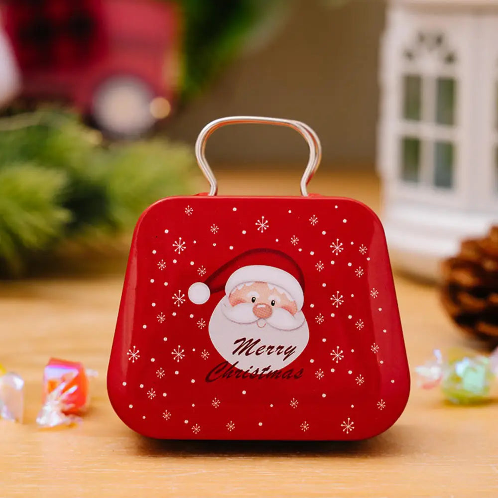 Christmas Decoration 2024  Metal Box Handbag Shape Tin Jar Jewelry Storage Case Kids Gift Can Storage Boxes Xms Party Decors