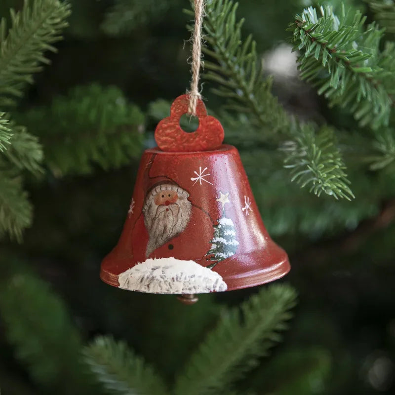 Christmas Bells Ornaments, Retro Wrought Iron Photo Frame Decor, Xmas Tree Pendant for Home Festival Atmosphere Decorations
