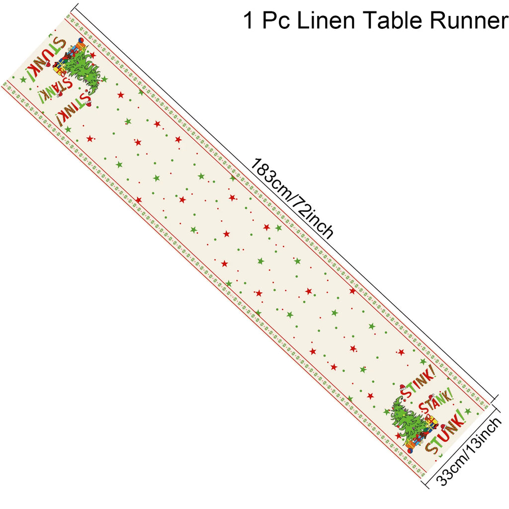 Grinch Tree Table Flags Green Christmas Tree And Star Decorations Christmas Home Indoor Table Decorations Party Supplies