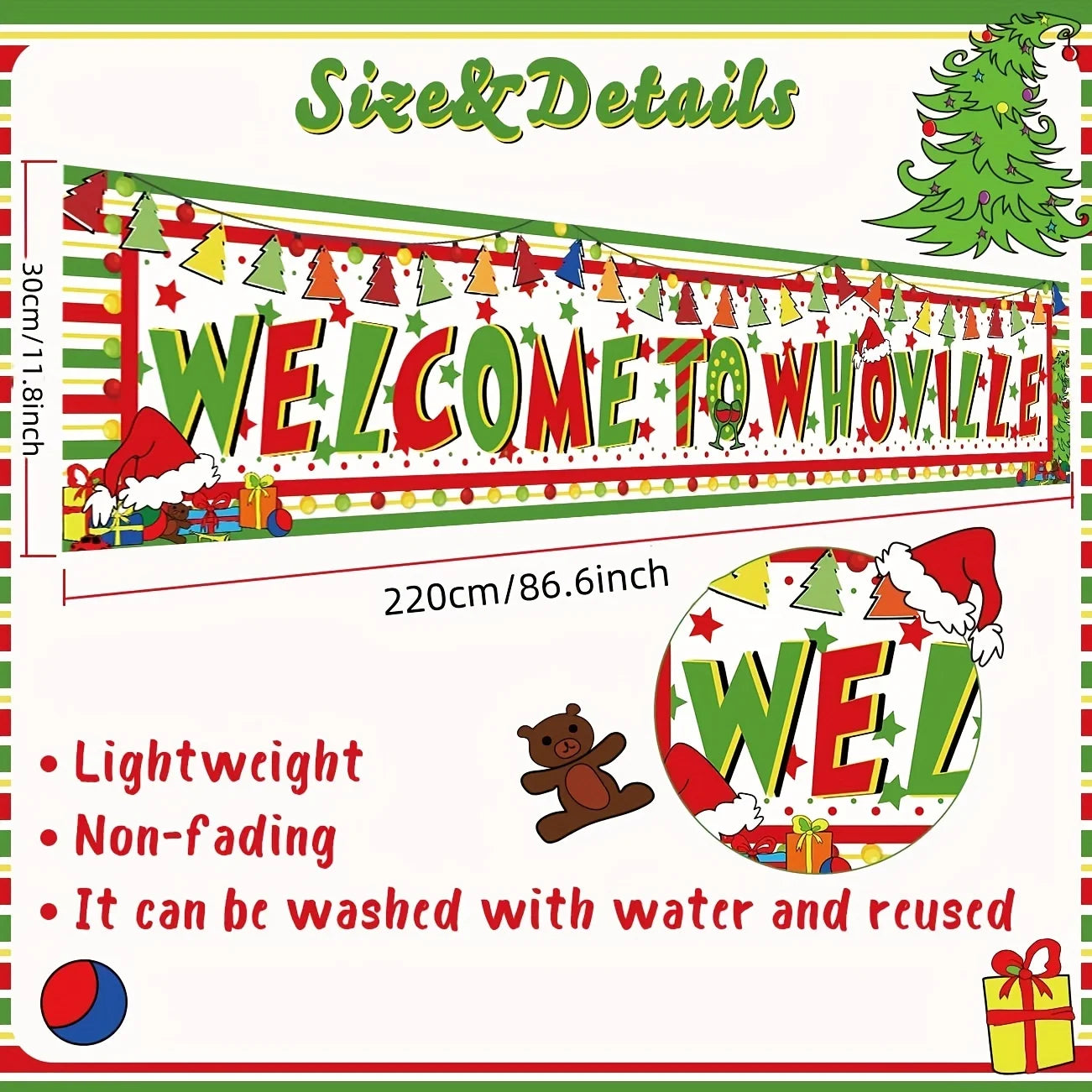 Large Whoville Christmas Decorations Banner Welcome To Whoville Yard Sign Hanging Banner Outdoor Christmas Decorations Grinch