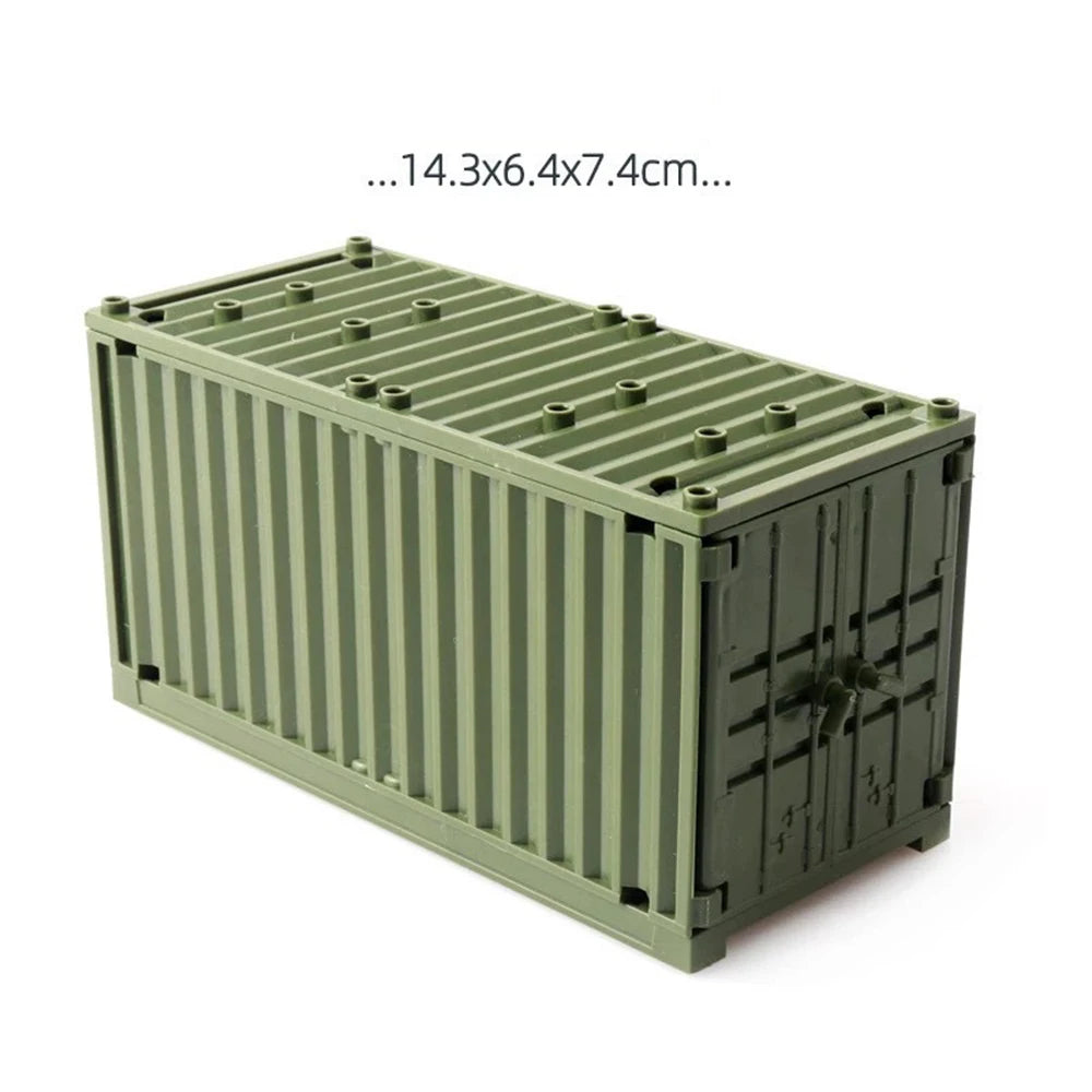 MOC Military Container Building Blocks Box Toys for Boys WW2 War Base Technical Bricks Creative DIY Juguete Bloques Brinquedos
