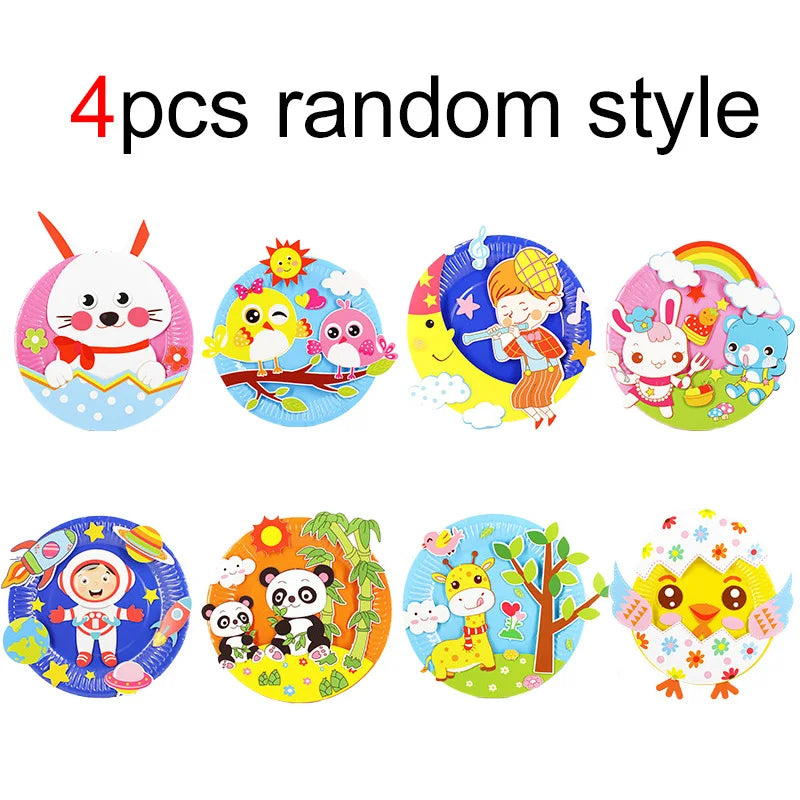 Children Stickers Toy DIY Handmade Material Pack Plush Ball/Diamond/Button/EVA/Dot Puzzle Toys Kids Rewards Birthday Gifts TMZ
