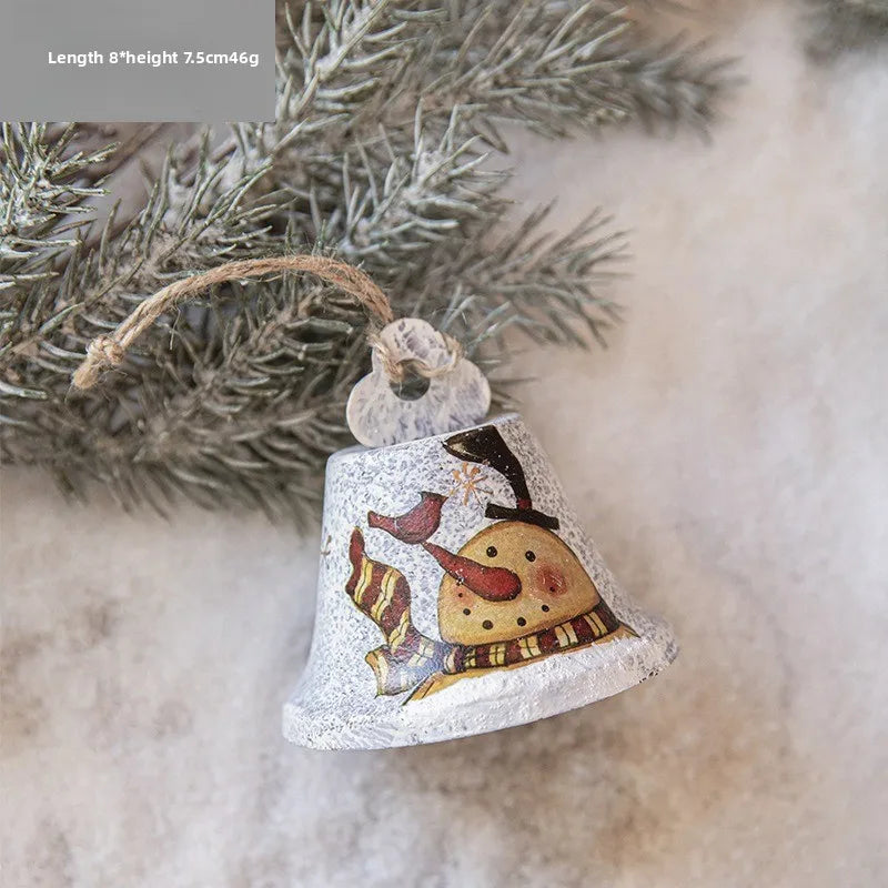 Christmas Bells Ornaments, Retro Wrought Iron Photo Frame Decor, Xmas Tree Pendant for Home Festival Atmosphere Decorations