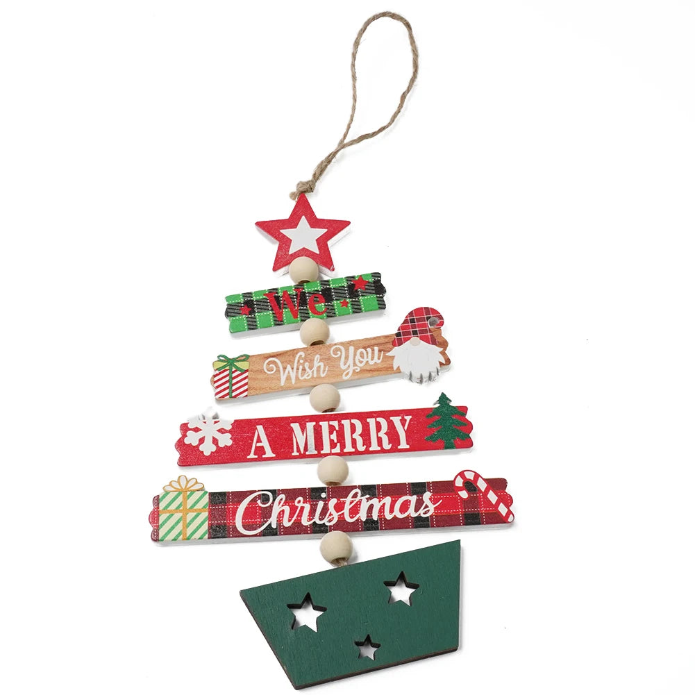 Christmas Wooden Pendant Hanging Door Decorations Xmas Tree Ornaments For Cristmas Xmas Navidad Happy New Year 2024