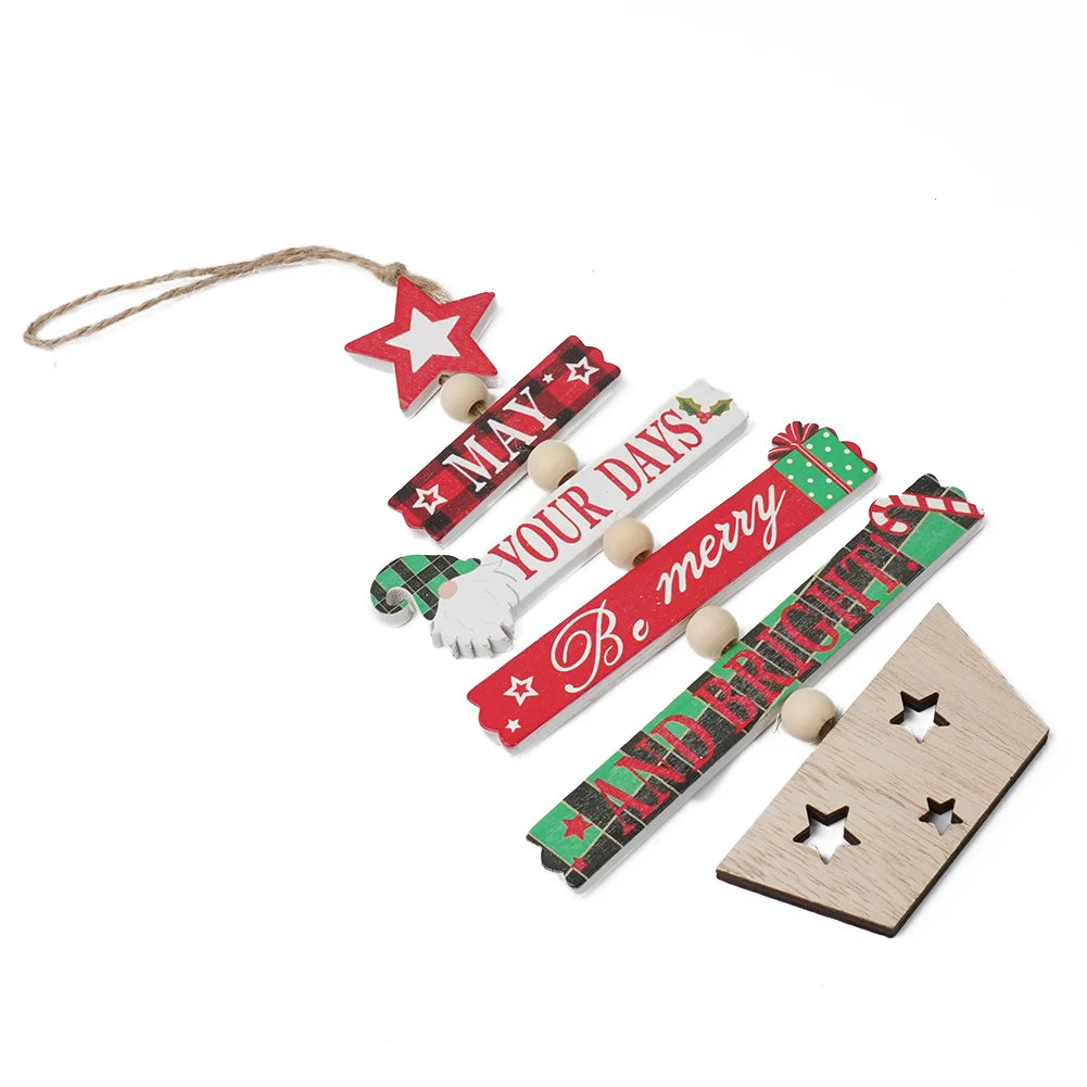 Christmas Wooden Pendant Hanging Door Decorations Xmas Tree Ornaments For Cristmas Xmas Navidad Happy New Year 2024