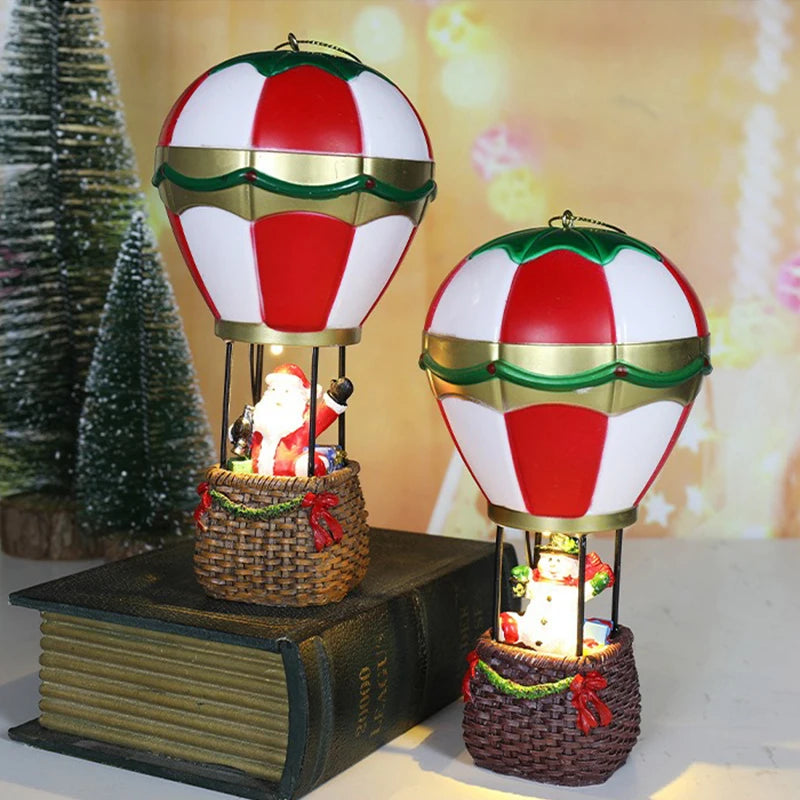 Christmas Glowing Ornaments Santa Claus Snowman Fireplace Resin LED Night Light Christmas Decoration Holiday Kids Toys Gift