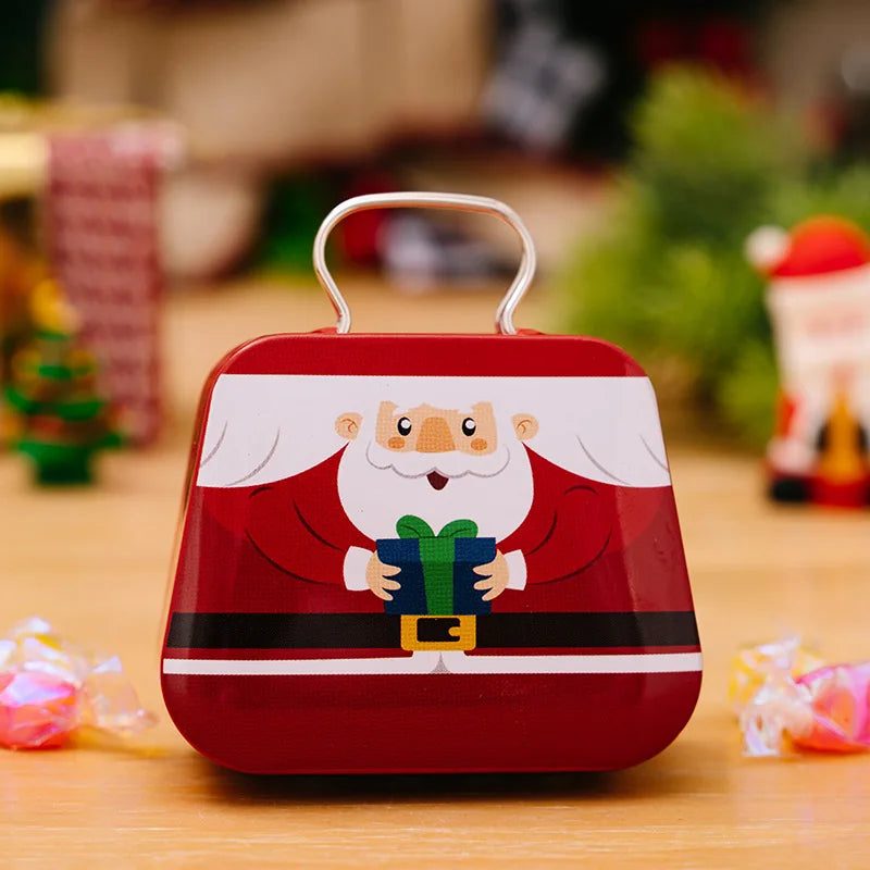 Christmas Decoration 2024  Metal Box Handbag Shape Tin Jar Jewelry Storage Case Kids Gift Can Storage Boxes Xms Party Decors