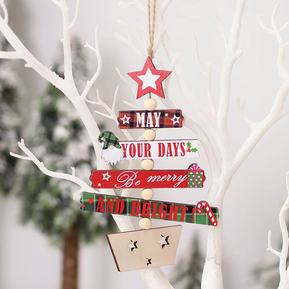 Christmas Wooden Pendant Hanging Door Decorations Xmas Tree Ornaments For Cristmas Xmas Navidad Happy New Year 2024