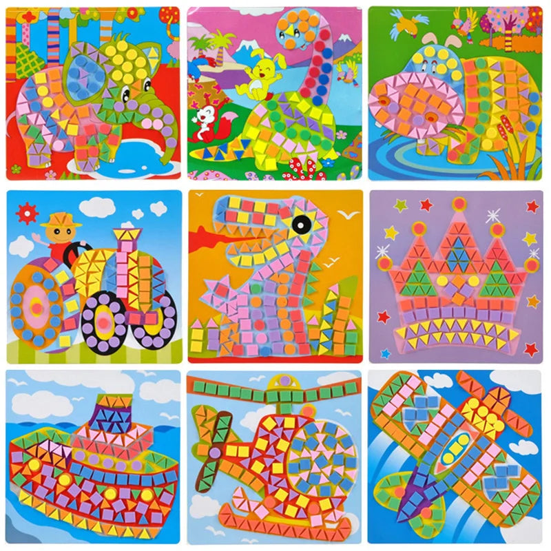 Children Stickers Toy DIY Handmade Material Pack Plush Ball/Diamond/Button/EVA/Dot Puzzle Toys Kids Rewards Birthday Gifts TMZ