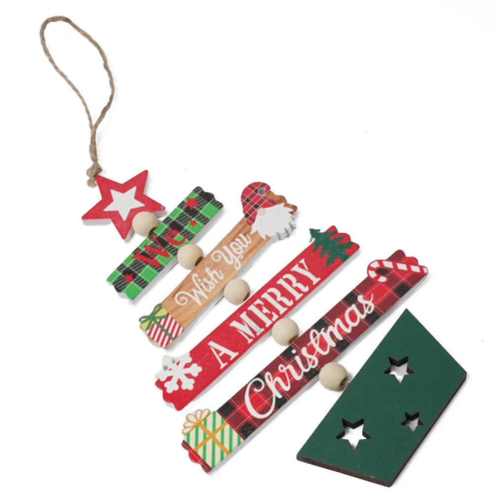 Christmas Wooden Pendant Hanging Door Decorations Xmas Tree Ornaments For Cristmas Xmas Navidad Happy New Year 2024