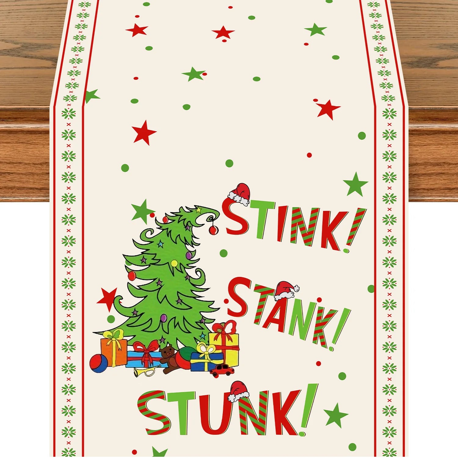 Grinch Tree Table Flags Green Christmas Tree And Star Decorations Christmas Home Indoor Table Decorations Party Supplies