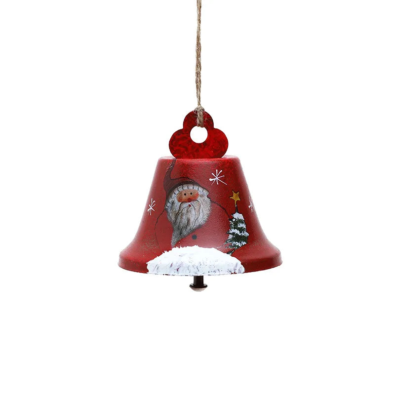 Christmas Bells Ornaments, Retro Wrought Iron Photo Frame Decor, Xmas Tree Pendant for Home Festival Atmosphere Decorations