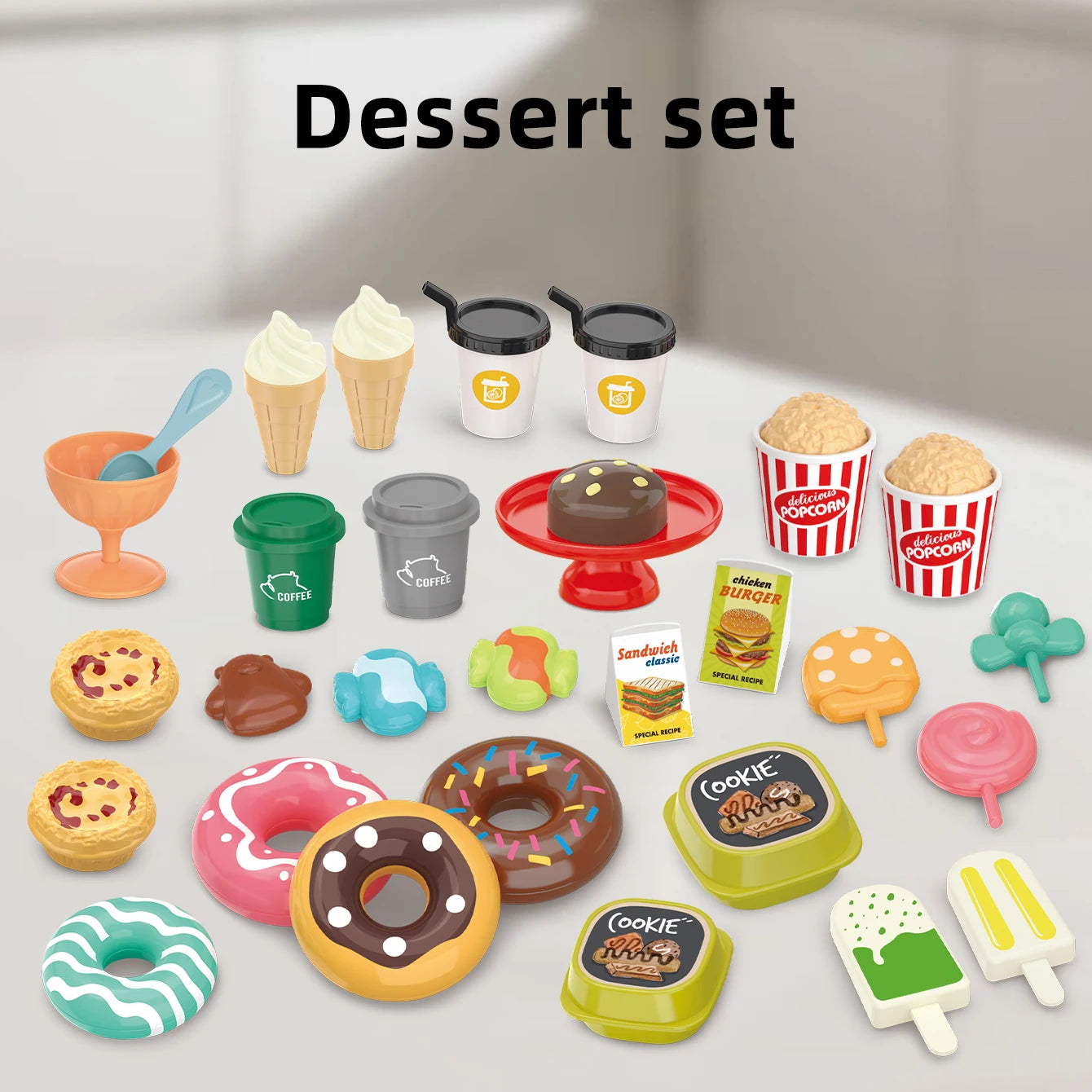 Children's toys: Pretend play, barbecue, fast food, pizza, sushi, afternoon tea, desserts, kitchen food, toy sets
