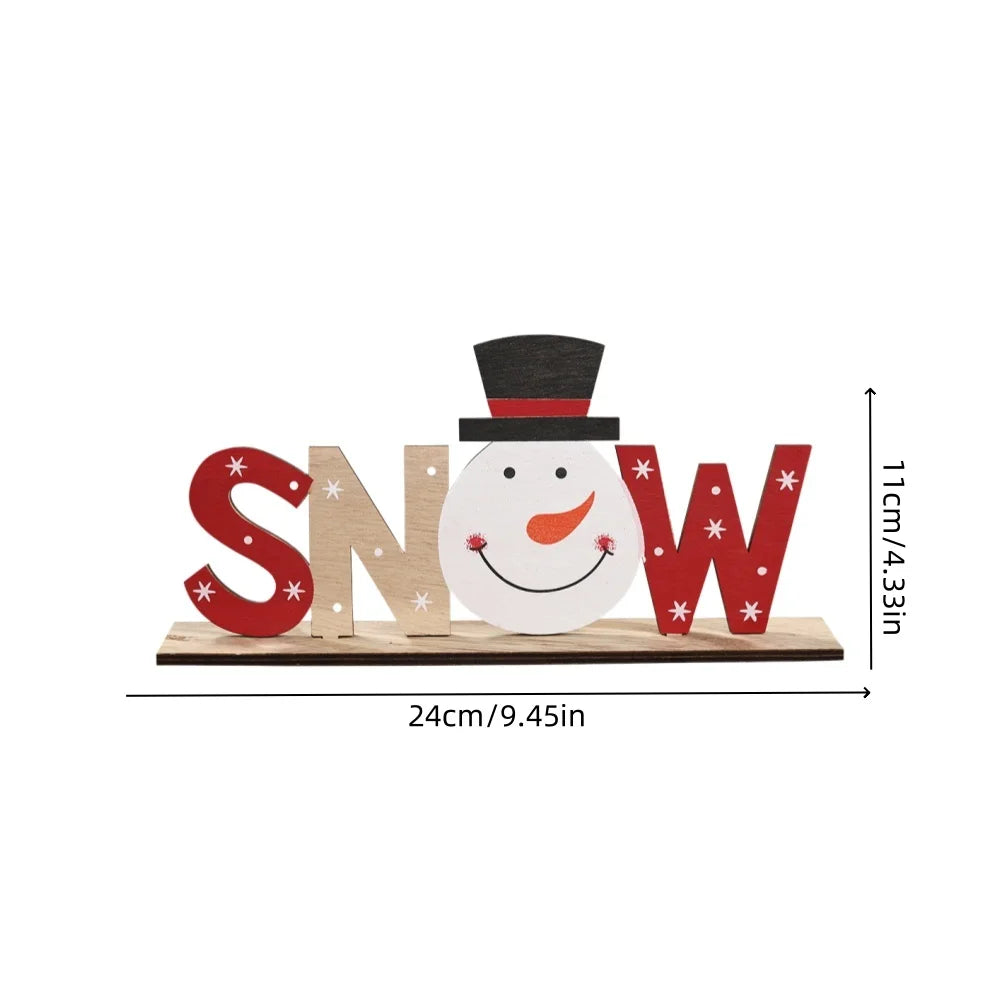 1pcChristmas Wooden Ornaments Letter Christmas Carols Snowman Desktop Creative Printed Ornaments Christmas Gifts