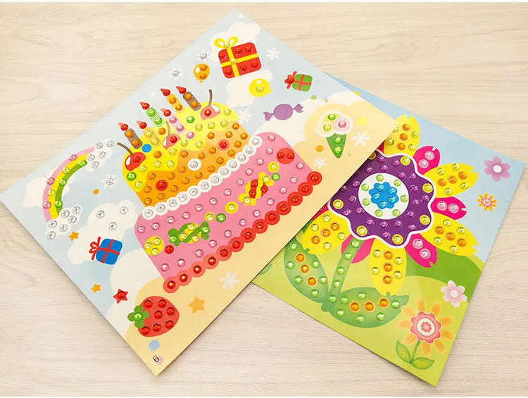 4Pcs/Set Kids Handmade DIY Diamond Stickers Crystal Paste Painting Puzzle Toys Children Cartoon Creative Sticker Art