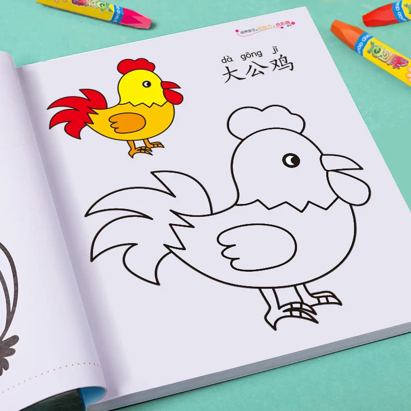 Boys Girls Children's Coloring Books Cars Animals Vegetables Baby Drawing Book School Early Education Toys Drawing Toy