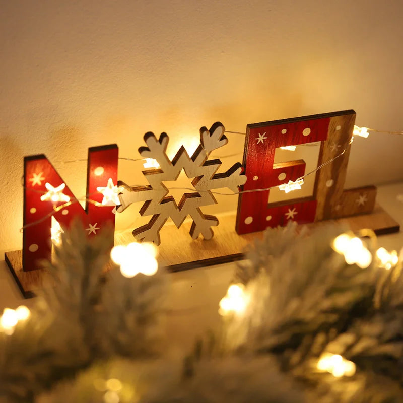 1pcChristmas Wooden Ornaments Letter Christmas Carols Snowman Desktop Creative Printed Ornaments Christmas Gifts